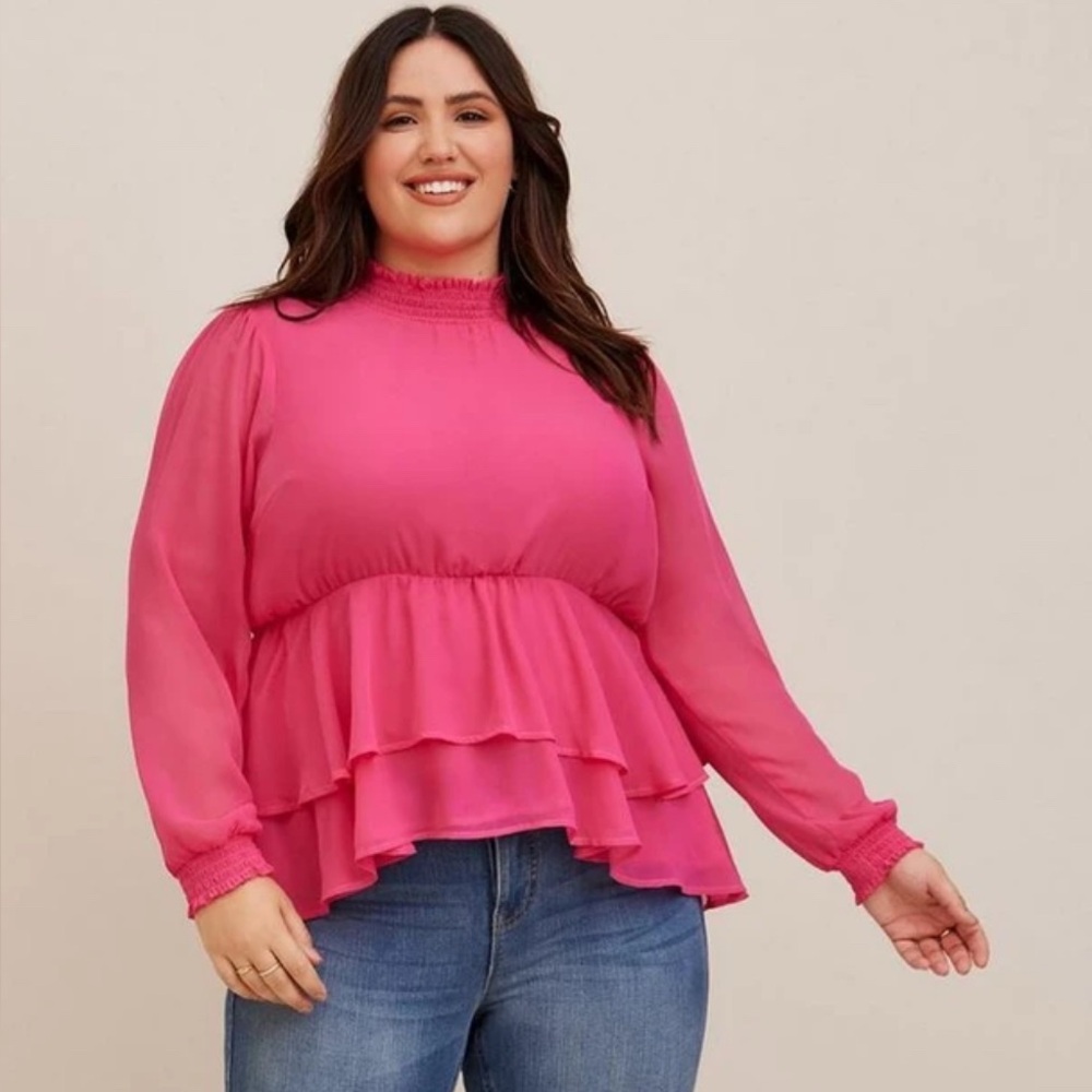 Torrid Pink Ruffle Blouse size 4